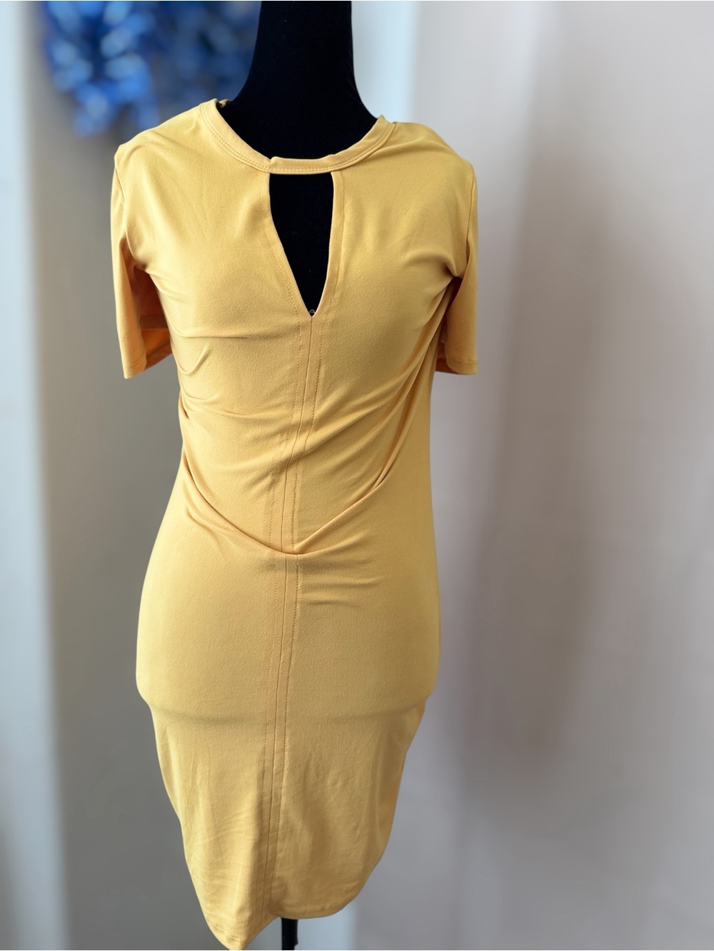 Mustard Keyhole Mini Dress